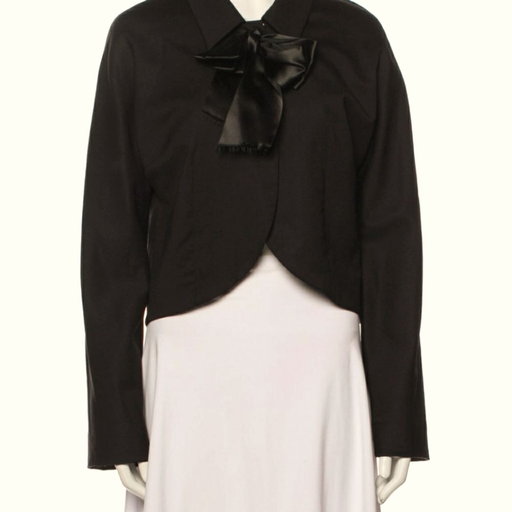 Marc Jacobs Black Cropped Jacket W/ Bow  Size 2  Retail $425